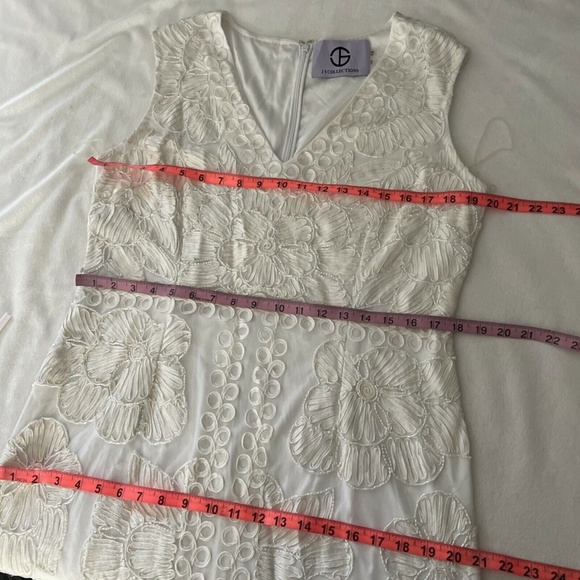 NEW JS Collections [ 16 ]‎ Beaded V-Neck Midi Dress in White - Picture 3 of 12